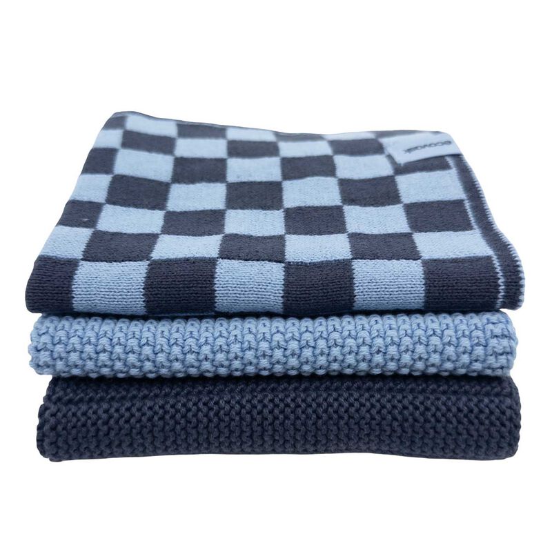 Ecovask Dishcloth Variety 3Pk - Cornflower Navy Cheq image number 0